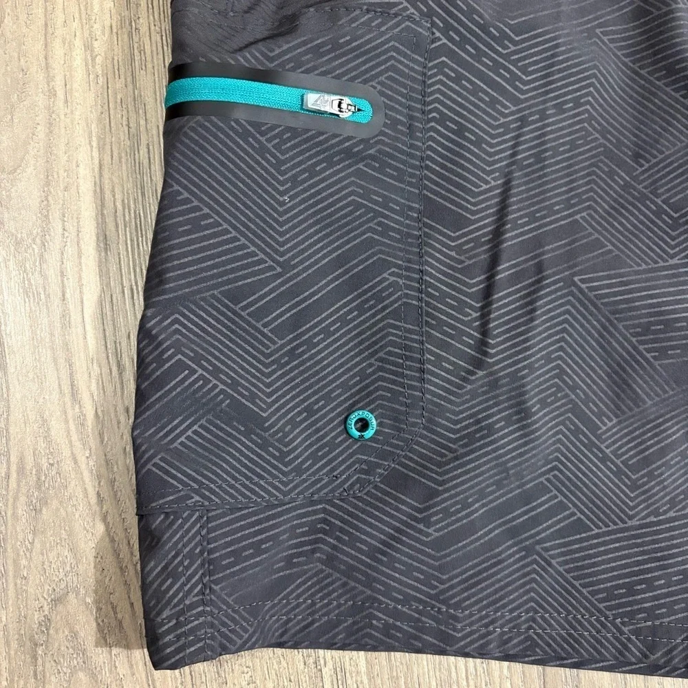 Zeroxposur Mens Gray Blue Lined Swim Trunks Shorts Comfort Waist Sz XXL NWT